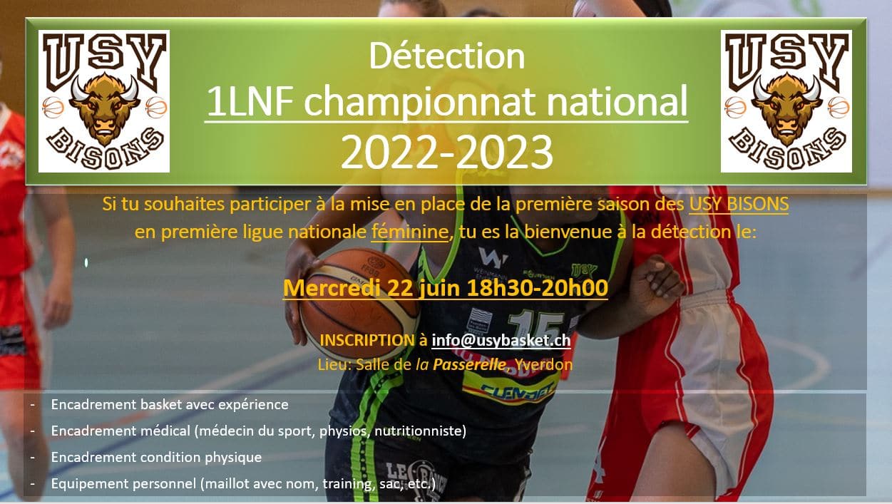 Affiche détection 1LNF Bisons 2022 2023